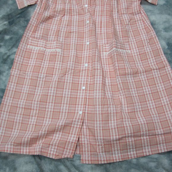 Ladies Short Sleeve Pink House Coat Robe 2x NOS - Picture 4 of 9
